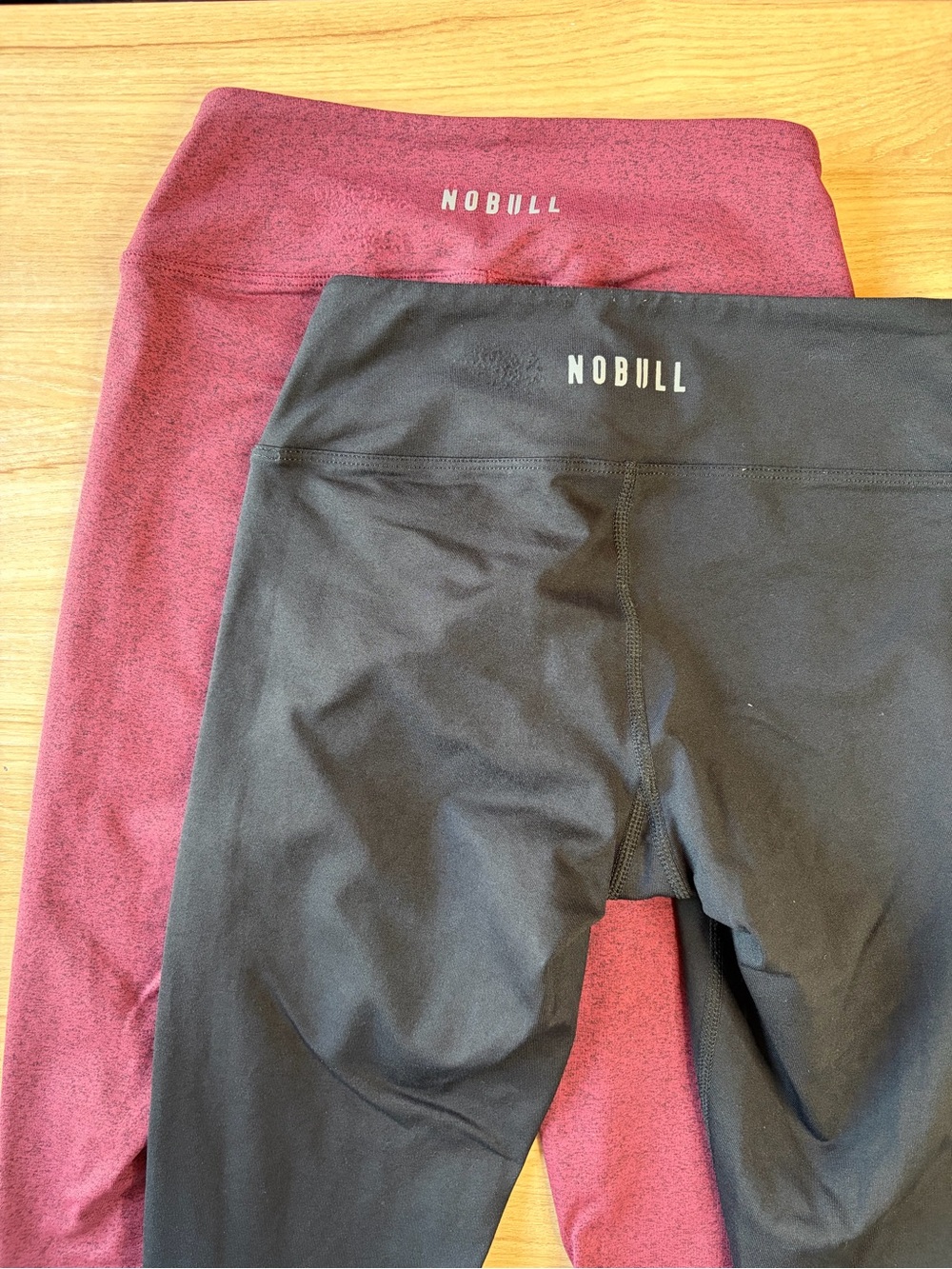 Lot of 2 NOBULL High Rise Mid-Calf Crop Leggings Black Maroon Heather Women XS